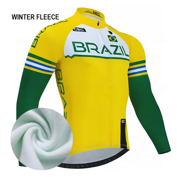 Maillot Hiver EQUIPE NATIONALE DU BRESIL JAUNE IoveVELO