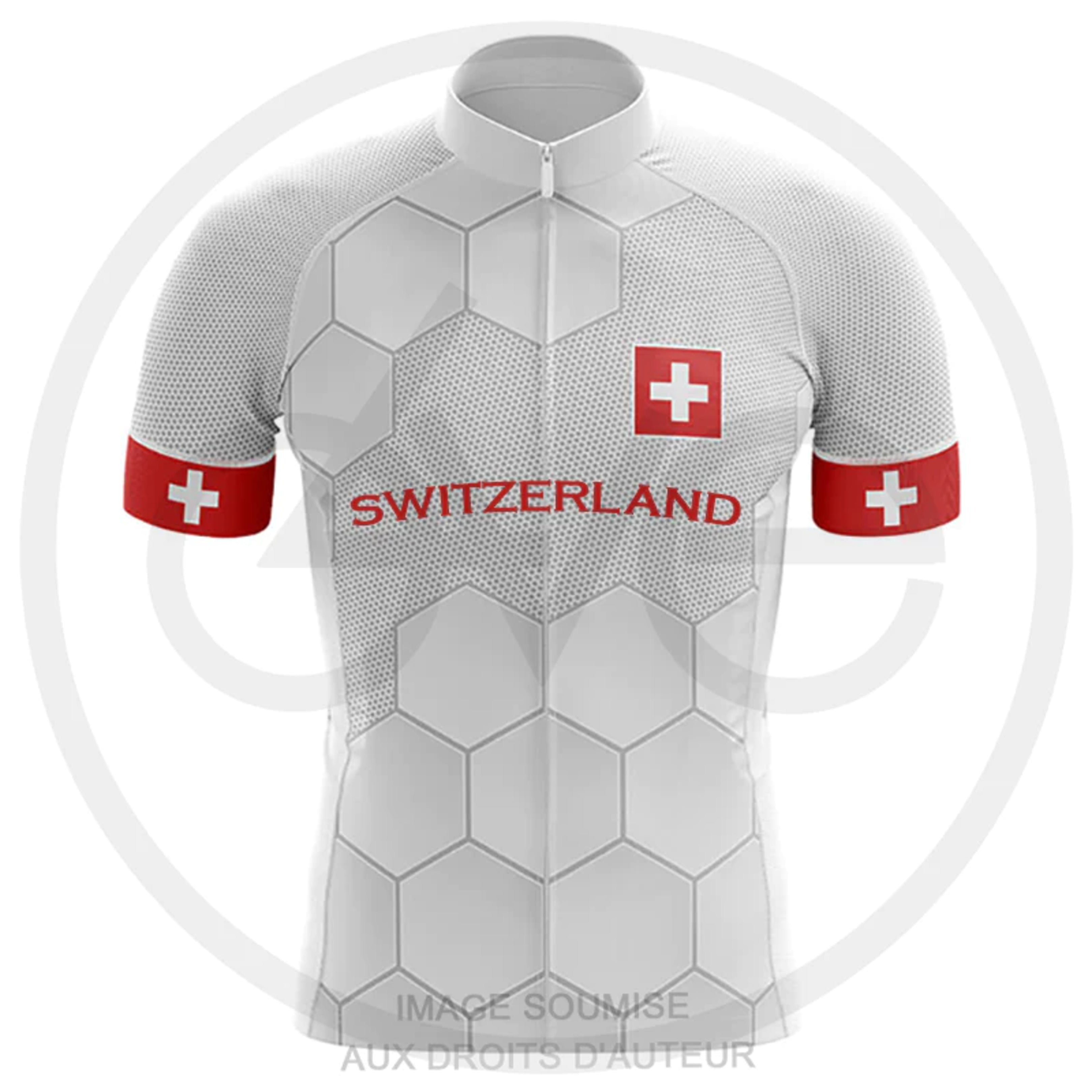 Maillot Design "SWITZERLAND - SUISSE" Blanc