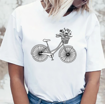 T-SHIRT FEMME MODE CYCLISTE FLEURS