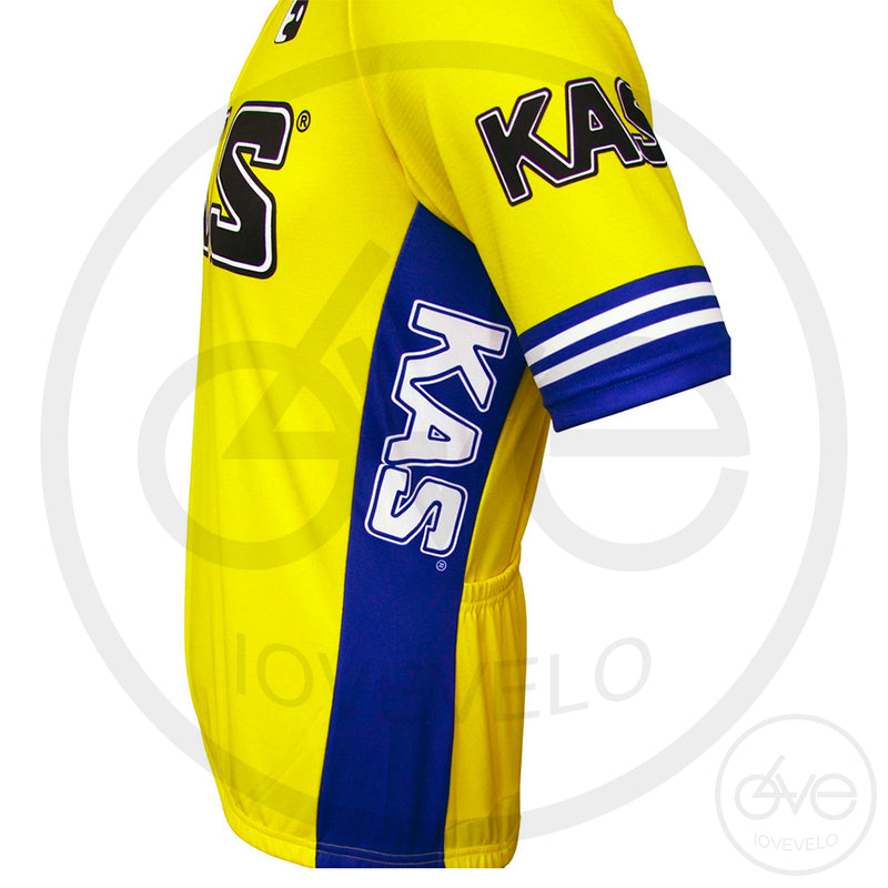 Maillot Cycliste Vintage KAS Jaune Canal Mavik – Taille XL, Italie