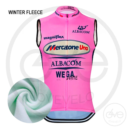 Coupe-Vent Cyclisme Sans Manches HIVER MERCATONE UNO ALBACOM WEGA Rose