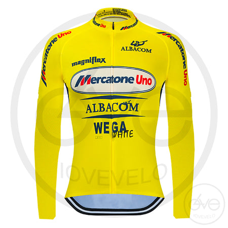 Maillot Long Eté Vintage MERCATONE UNO ALBACOM WEGA JAUNE