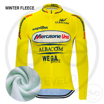 Maillot Hiver Vintage MERCATONE UNO WEGA ALBACOM JAUNE