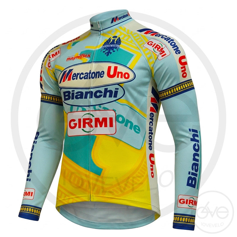 Maillot Long Eté Vintage MERCATONE UNO Vert Céleste 1998