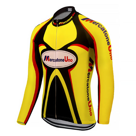 Maillot Long Eté Vintage MERCATONE UNO Jaune Noir Rouge