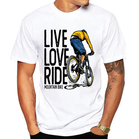 T-SHIRT VINTAGE CYCLISTE LIVE LOVE RIDE