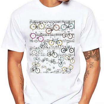 T-SHIRT VINTAGE CYCLISTE NOTES-DE-MUSIQUE