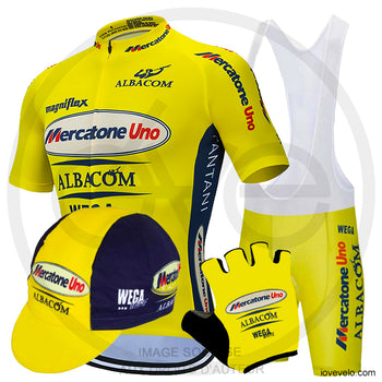 PACK ETE TENUE GANTS CASQUETTE MERCATONE UNO ALBACOM JAUNE