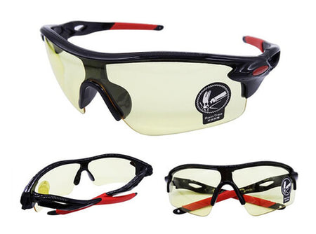 Lunettes de Cyclisme jaune pâle monture noire & rouge
