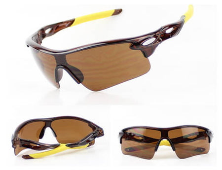Lunettes de Cyclisme marrons monture marron & jaune