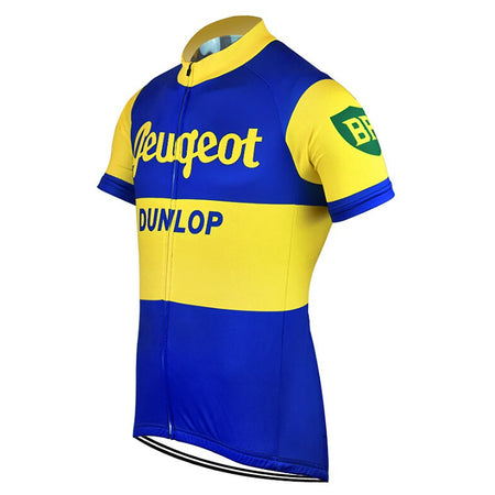 Maillot Cyclisme Rétro Peugeot - Homme - Tissu Technique, 3 Poches - Fermeture Zip
