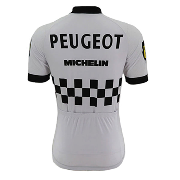 Maillot Cycliste Vintage Peugeot à damier de Bernard Thevenet Maillot Cycliste Vintage Peugeot à damier de Bernard Thevenet