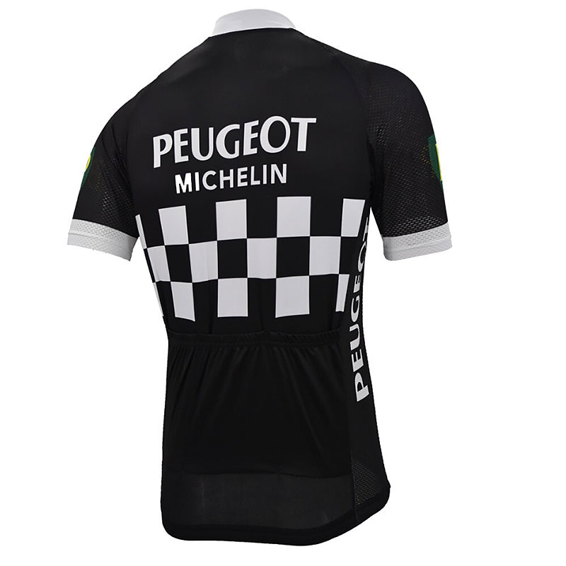 Maillot cycliste vintage - Maillot de cyclisme Rétro Peugeot Blanc/Noir Maillot cycliste vintage - Maillot de cyclisme Rétro Peugeot Blanc/Noir